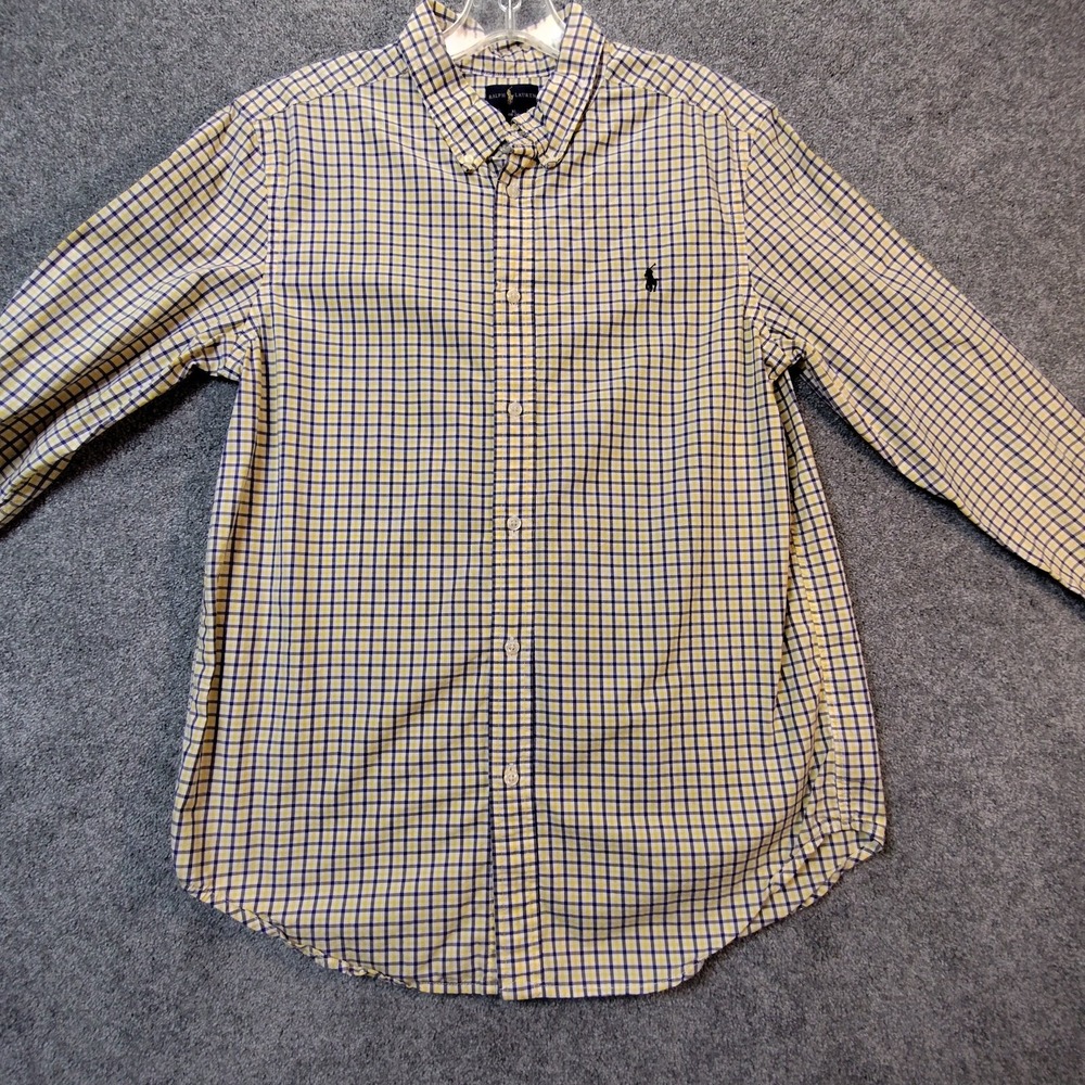 Ralph Lauren Mens Dress Shirt Yellow XL Check Long Sleeve Button Down Collared